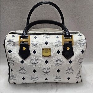 Authentic MCM Ella Boston Bag Visetos Monogram